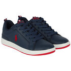 Boys Navy Logo Trainers, 1, hi-res