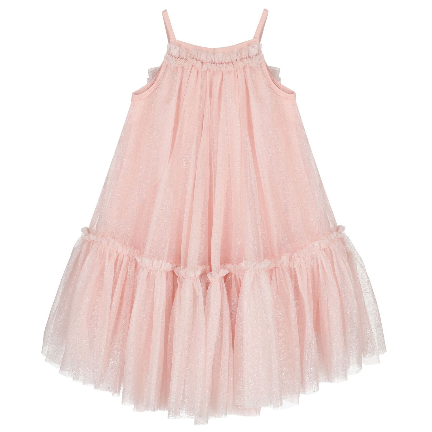 فستان بنات من التول باللون الوردى , 1, hi-res