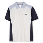Boys Ivory, Blue & Navy Blue Logo Polo Shirt, 2, hi-res