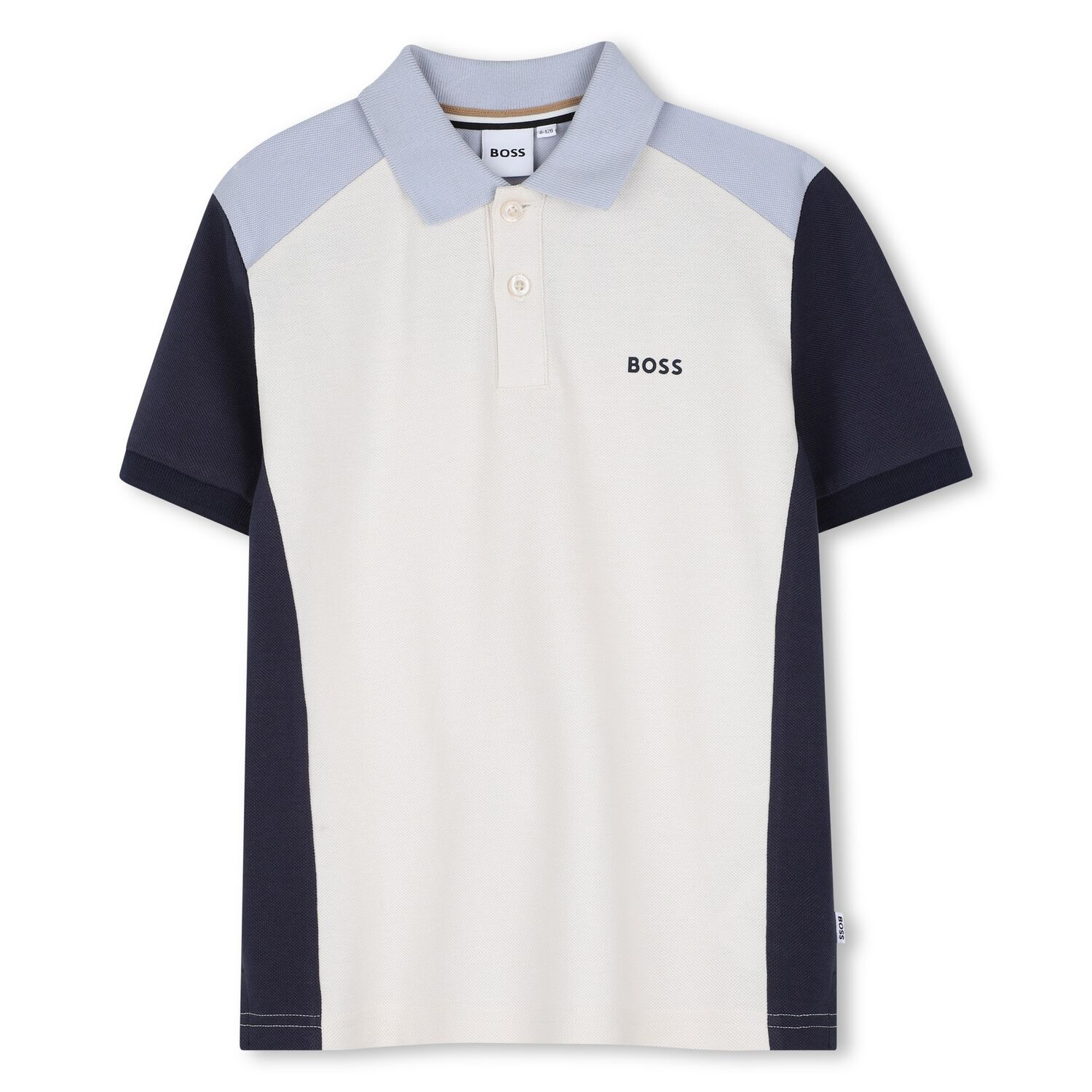 Boys Ivory, Blue & Navy Blue Logo Polo Shirt, 2, hi-res