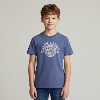 Boys Navy Blue Varsity Logo T-Shirt