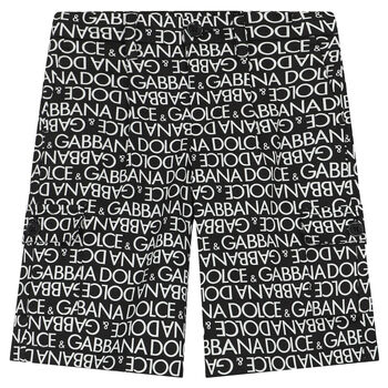 Boys Black & White Logo Shorts