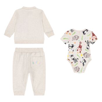 Baby Boys Beige Logo Tracksuit (3 Piece)