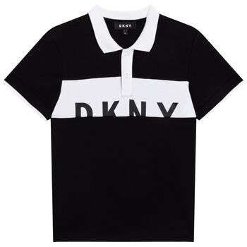 Boys Black & White Logo Polo Shirt
