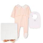 طقم هدايا ملابس اطفال بالشعار باللون الابيض و الوردي للبنات , 1, hi-res