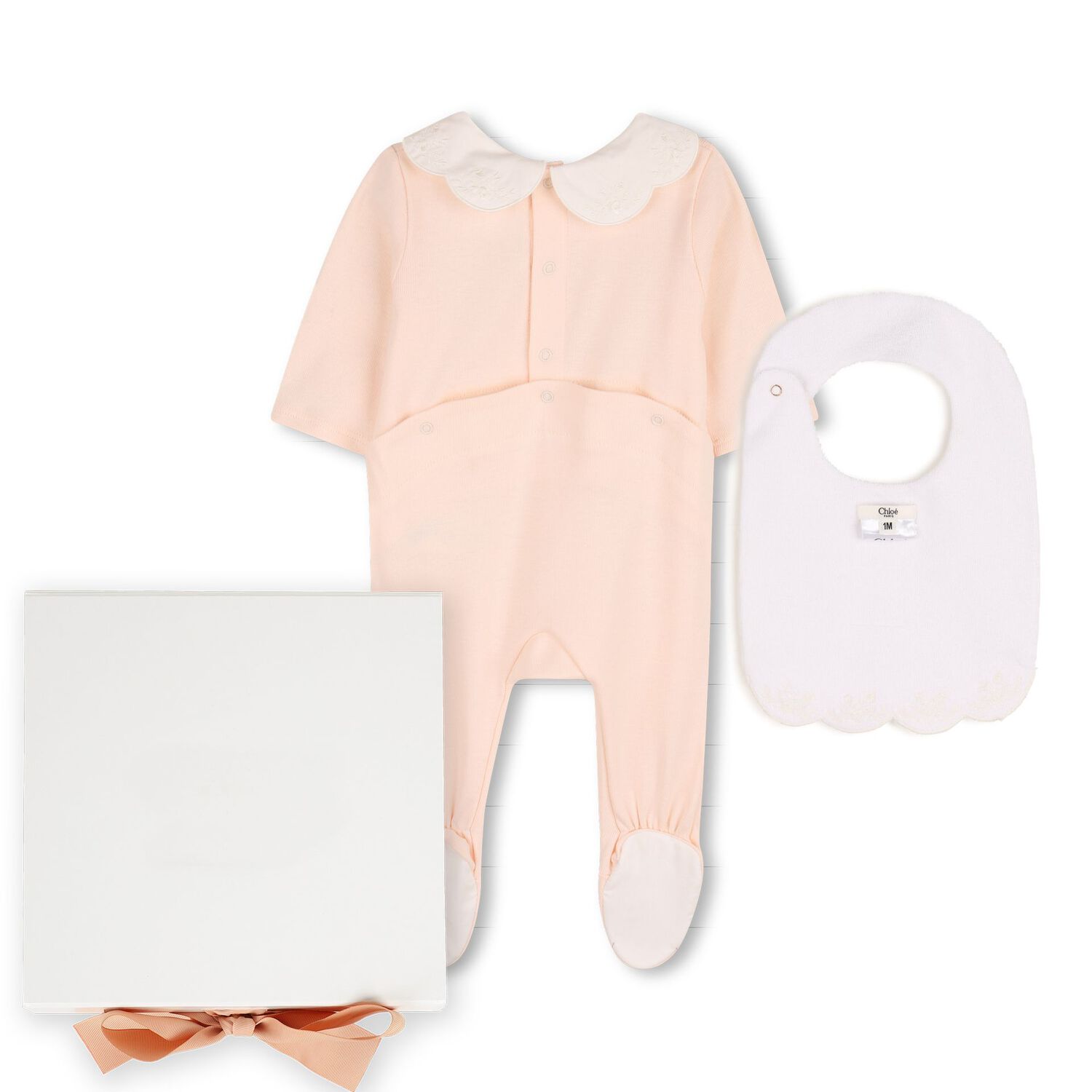 طقم هدايا ملابس اطفال بالشعار باللون الابيض و الوردي للبنات , 1, hi-res