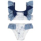 Girls Navy Blue & White Bikini, 1, hi-res