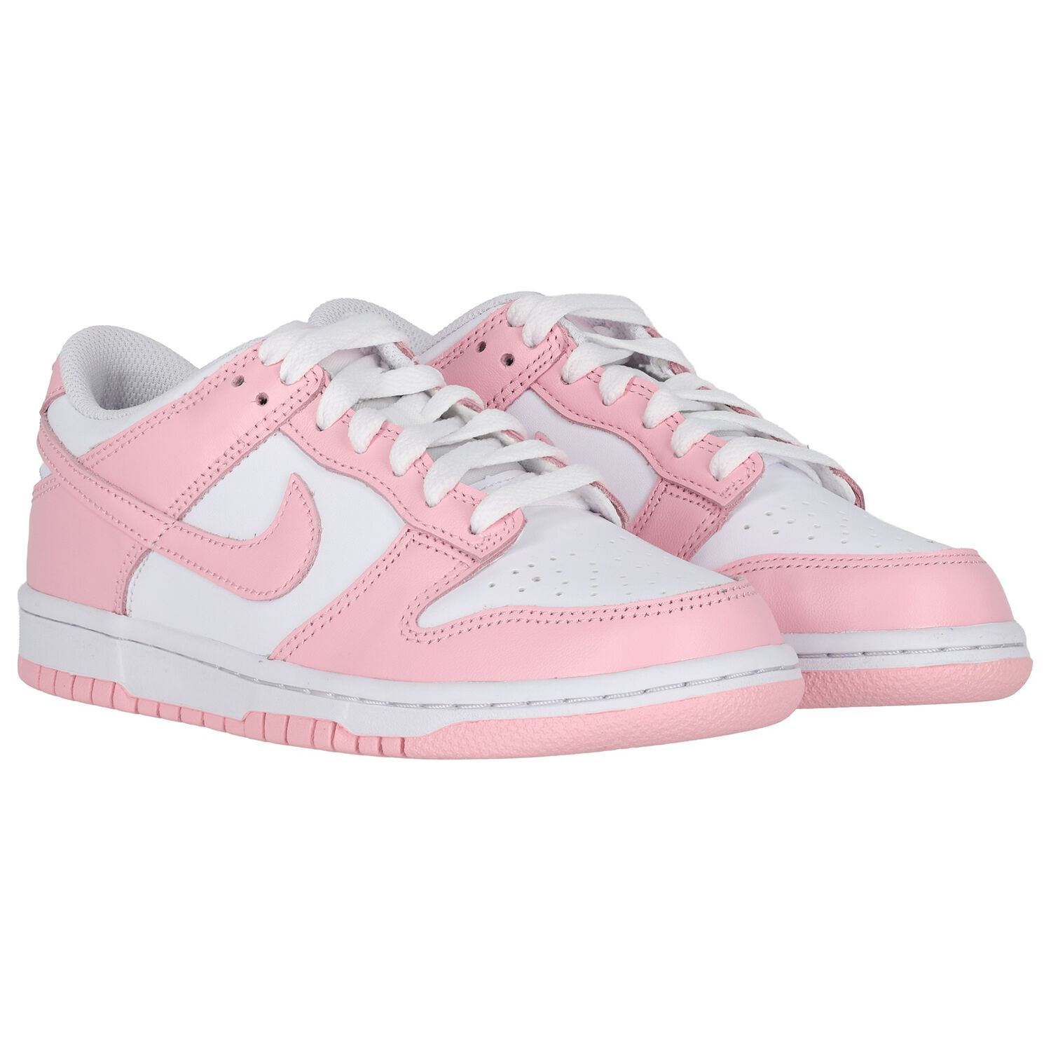 Girls Pink & White Dunk Low Trainers, 2, hi-res