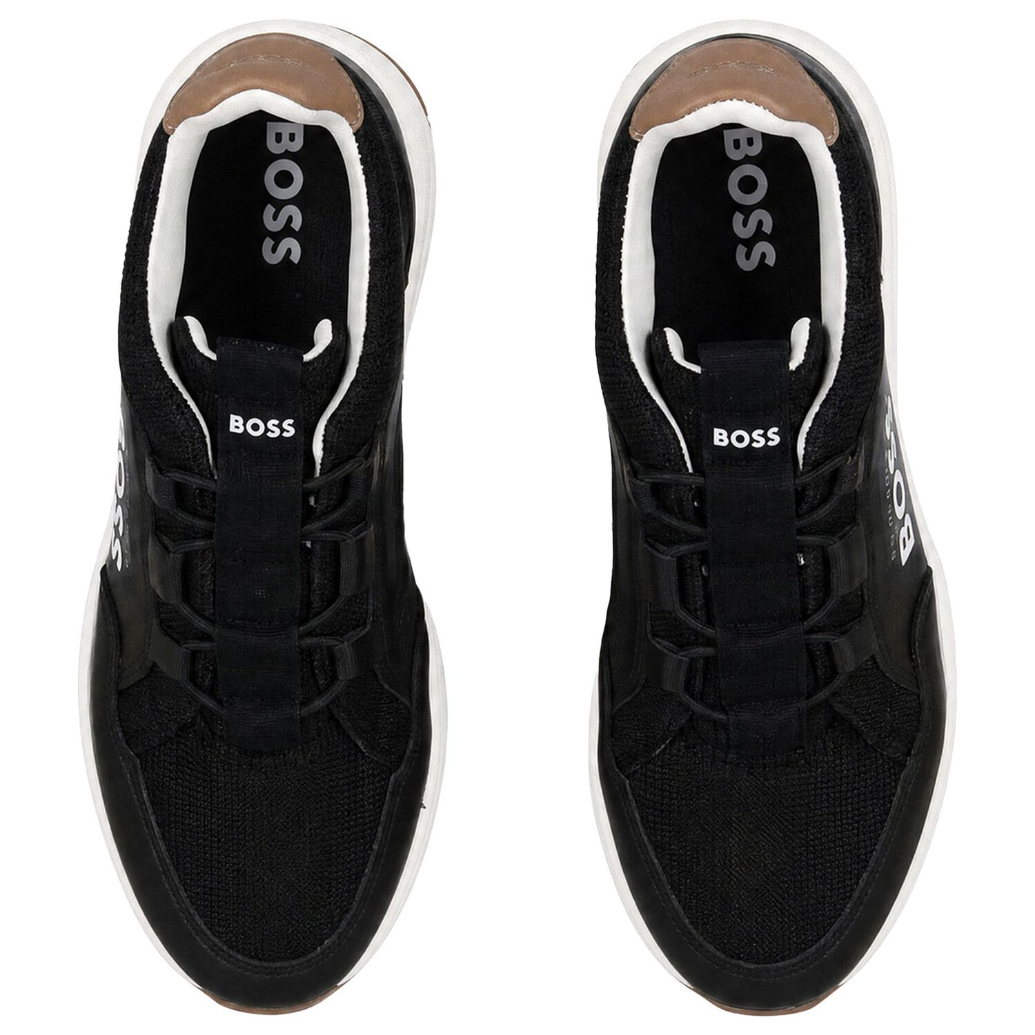 Boys Black Logo Trainers, 1, hi-res