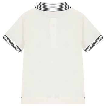Boys Ivory Striped Polo Shirt