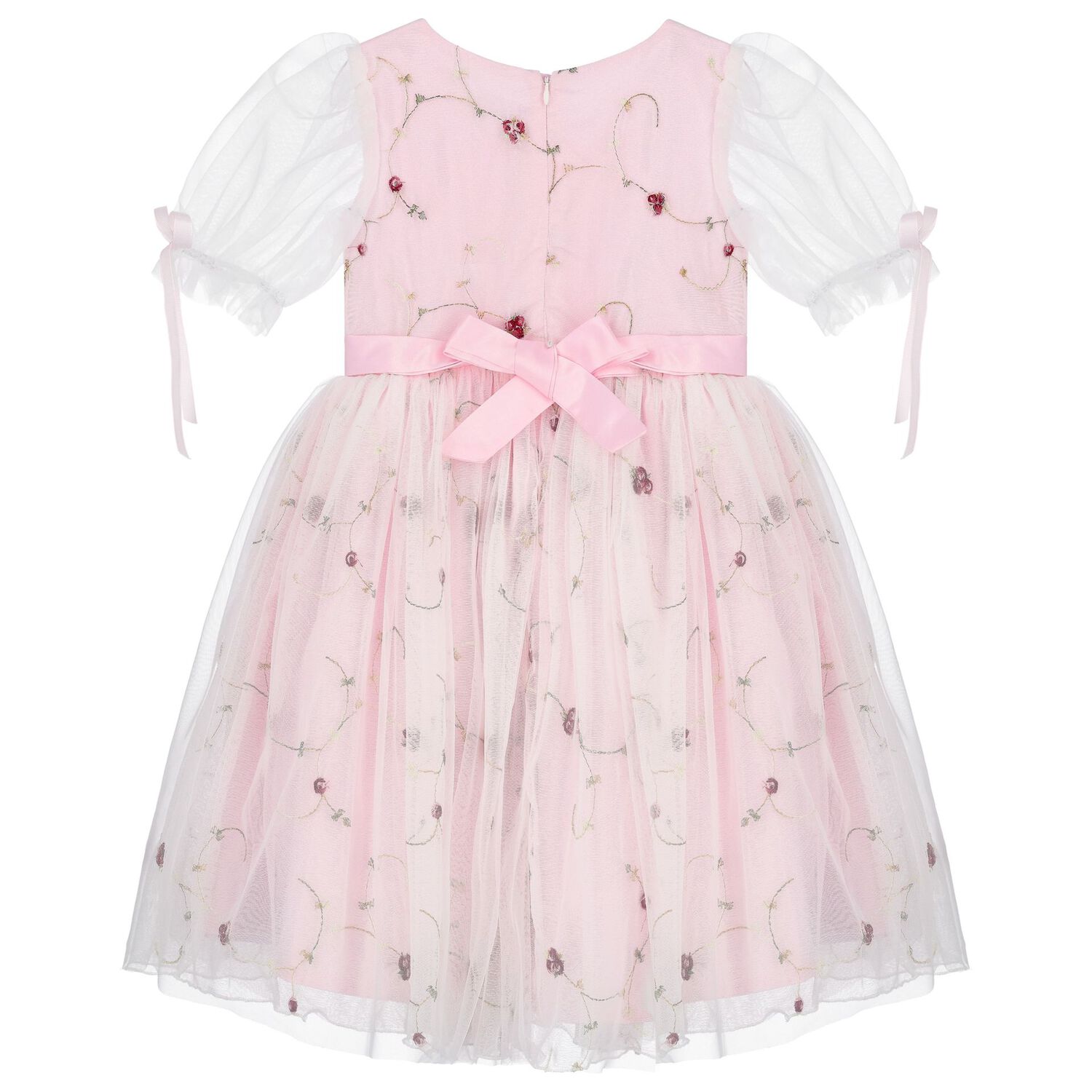 Girls Pink Floral Tulle Dress, 1, hi-res image number null