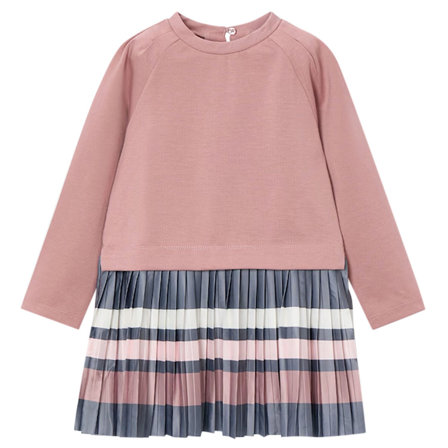 Girls Pink Striped Pleated Dress, 1, hi-res image number null