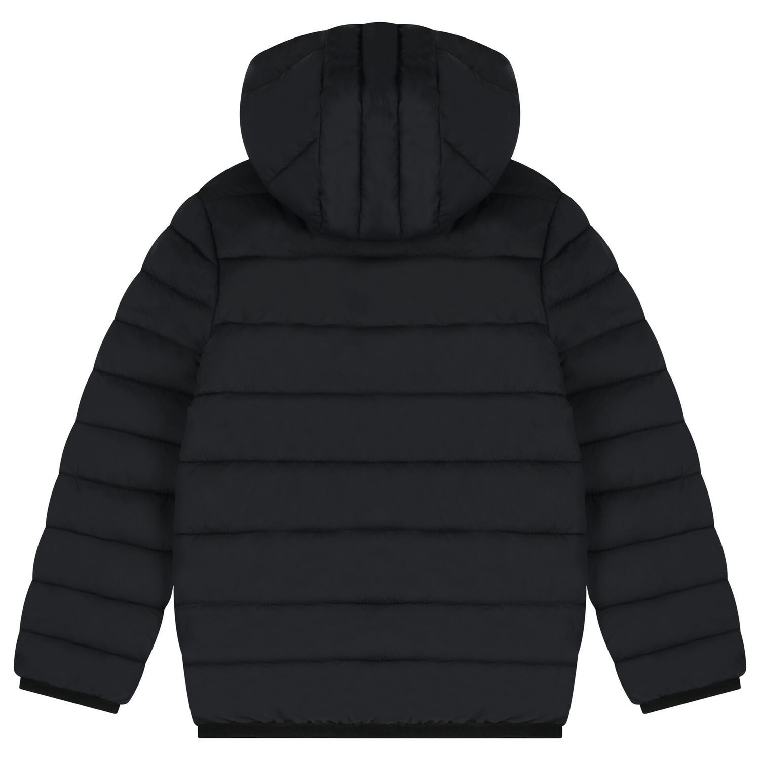 Boys Black Logo Puffer Jacket, 1, hi-res