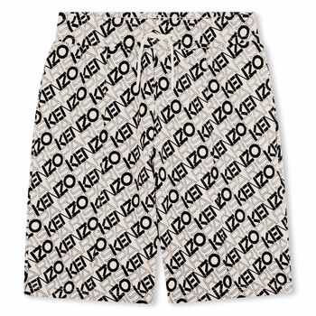 Boys Ivory & Black Logo Shorts