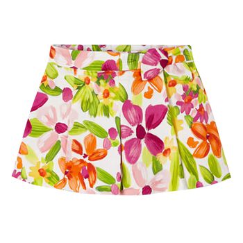Girls Green & Pink Floral Shorts
