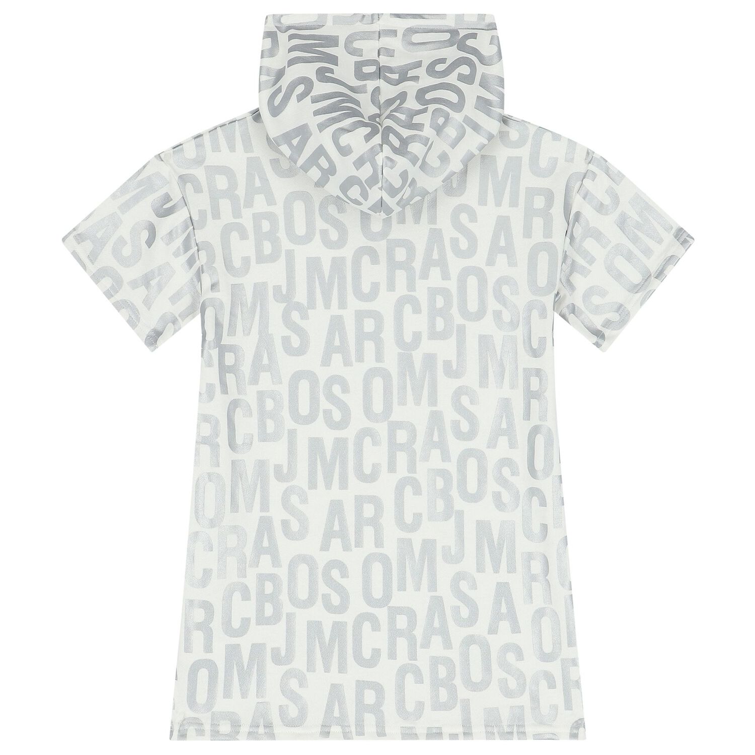 فستان بنات هودي بالشعار باللون العاجي والفضي, 1, hi-res image number null