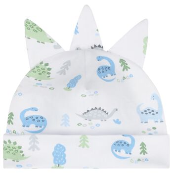 Baby Boys White & Blue Dinosaur Era Hat