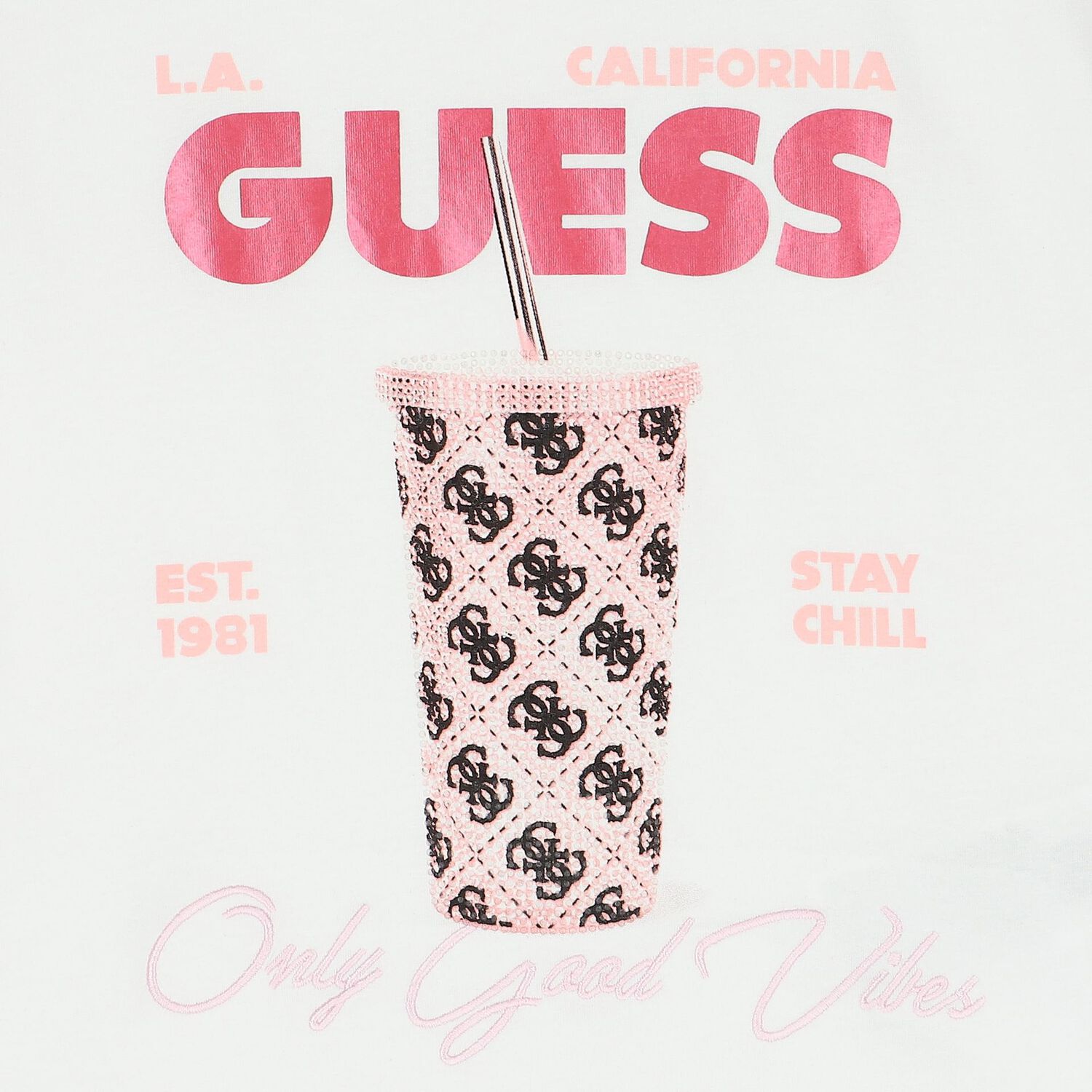 تيشيرب بنات بطبعة باللون الأبيض, 1, hi-res