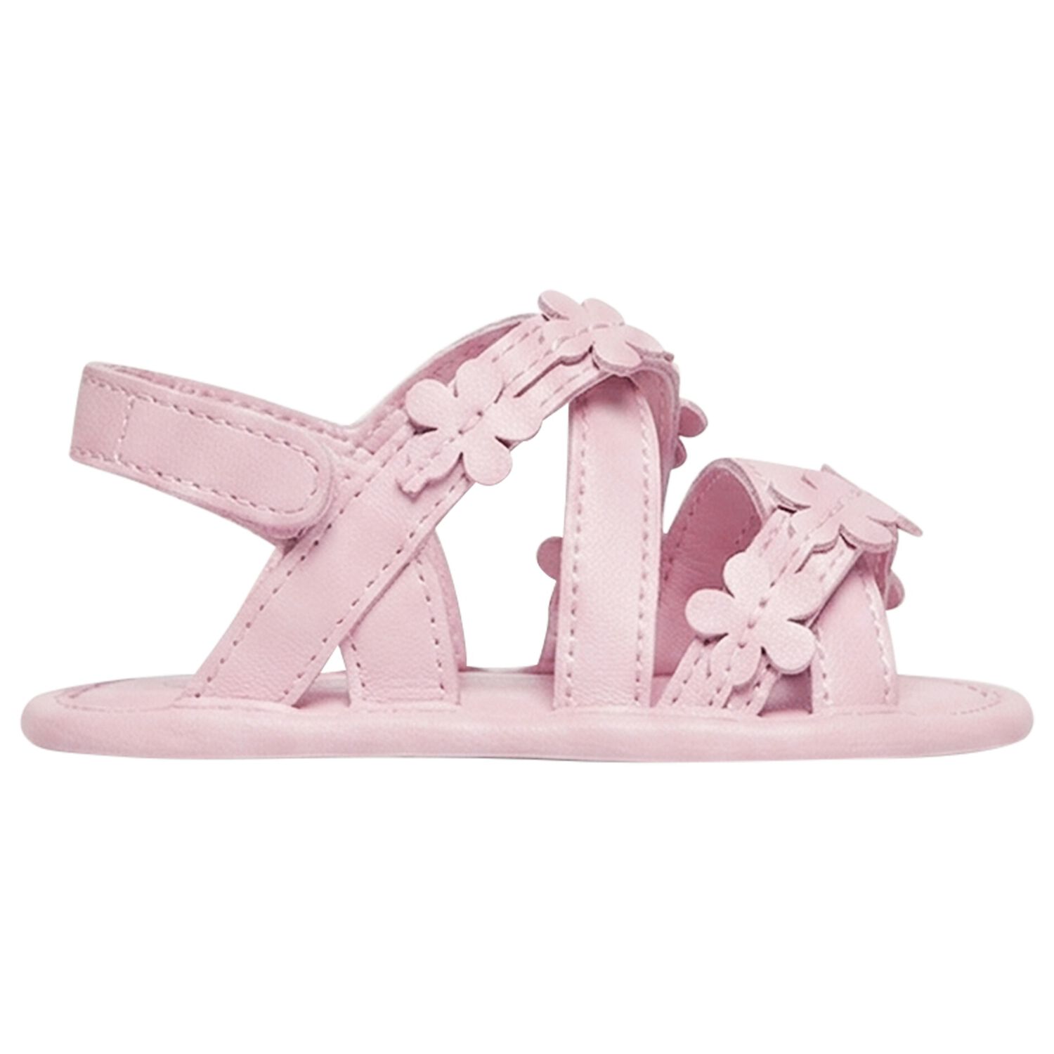 Baby Girls Pink Flower Sandals , 1, hi-res