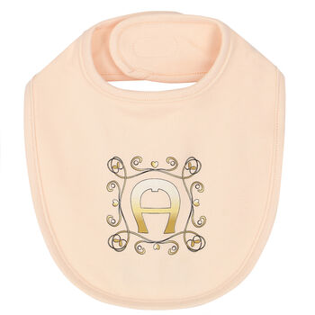 Baby Girls Pink Logo Bib