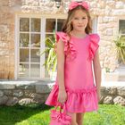 فستان بنات مكشكش باللون الوردي, 1, hi-res