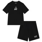 Boys Black Logo Shorts Set, 3, hi-res