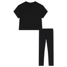 Girls Black Logo Leggings Set, 1, hi-res