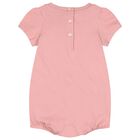 Baby Girls Pink Logo Romper, 1, hi-res