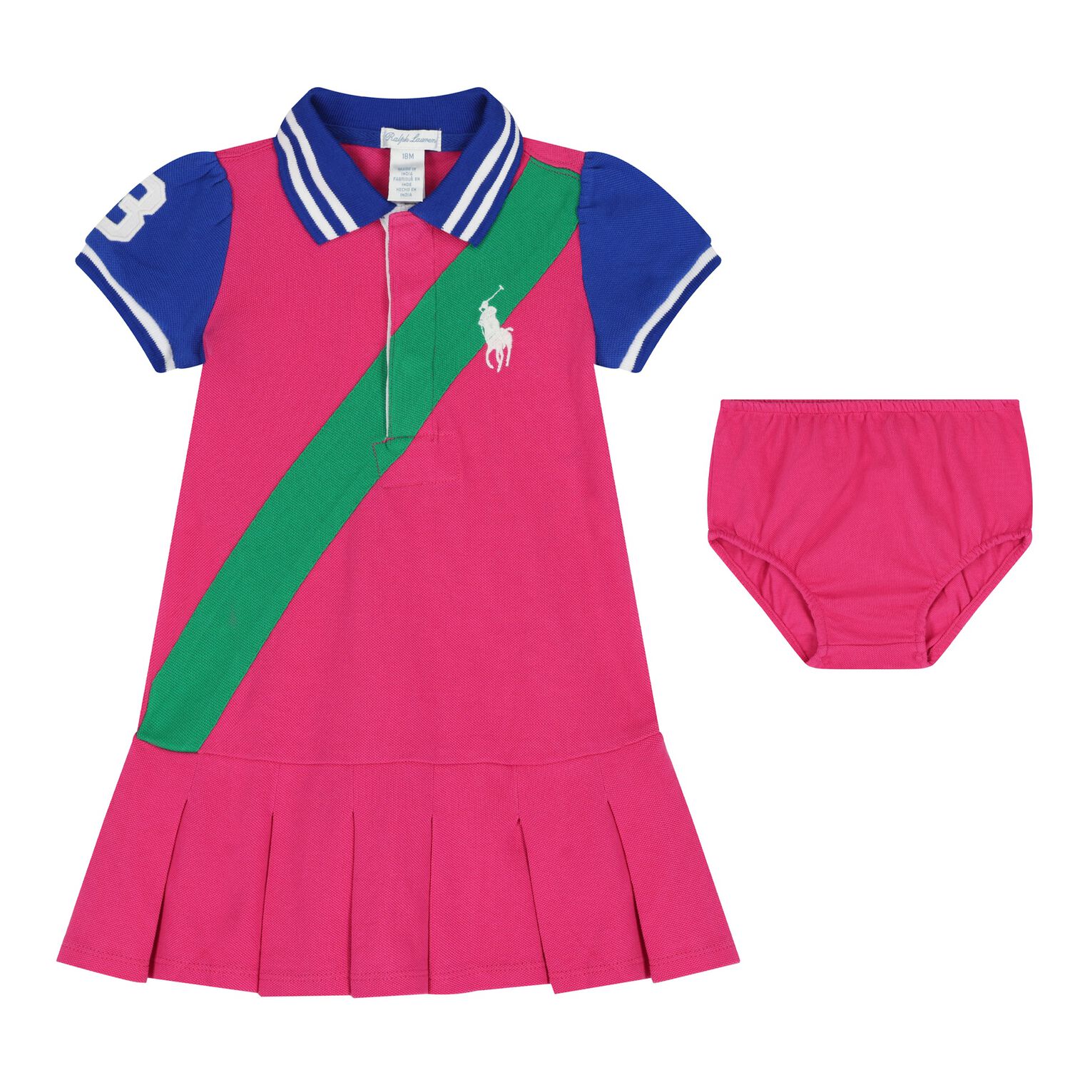 Baby Girls Pink & Green Logo Dress Set, 1, hi-res