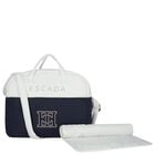 Baby Girls White & Navy Blue Logo Changing Bag, 1, hi-res