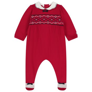 Baby Girls Red Bow Babygrow