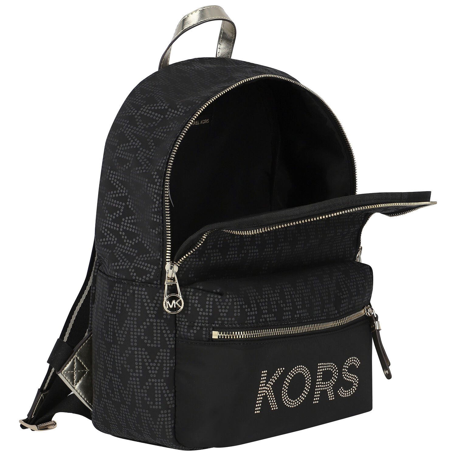 Girls Black & Gold Logo Backpack, 1, hi-res
