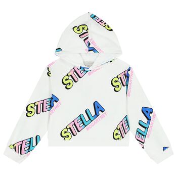 توب بنات هودي بالشعار باللون الأبيض