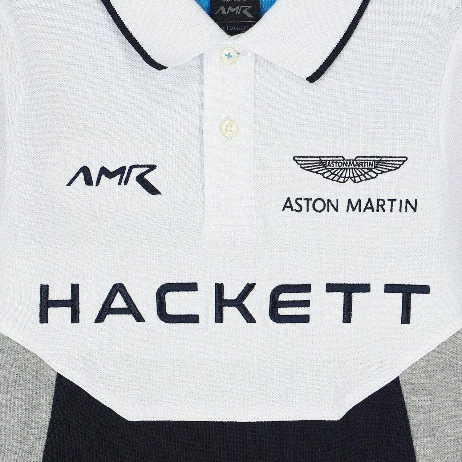 Boys White, Navy, Grey & Blue Logo Polo Shirt, 1, hi-res