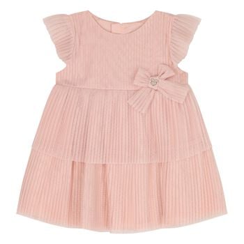 Younger Girls Pink Pleated Tulle Dress