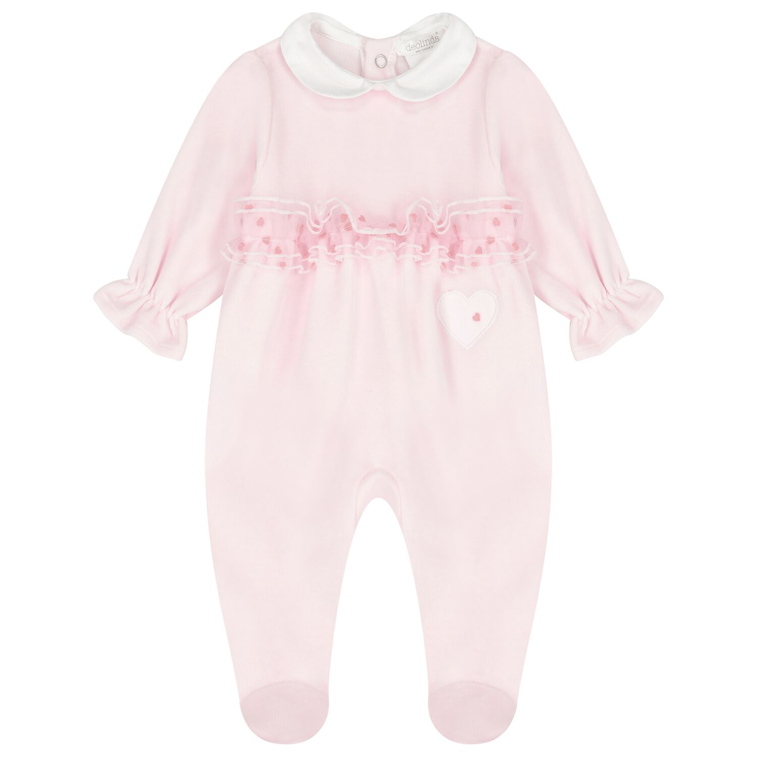 Baby Girls Pink Heart Babygrow, 1, hi-res