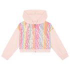 Girls Pink Sequin Hooded Zip Up Top, 1, hi-res