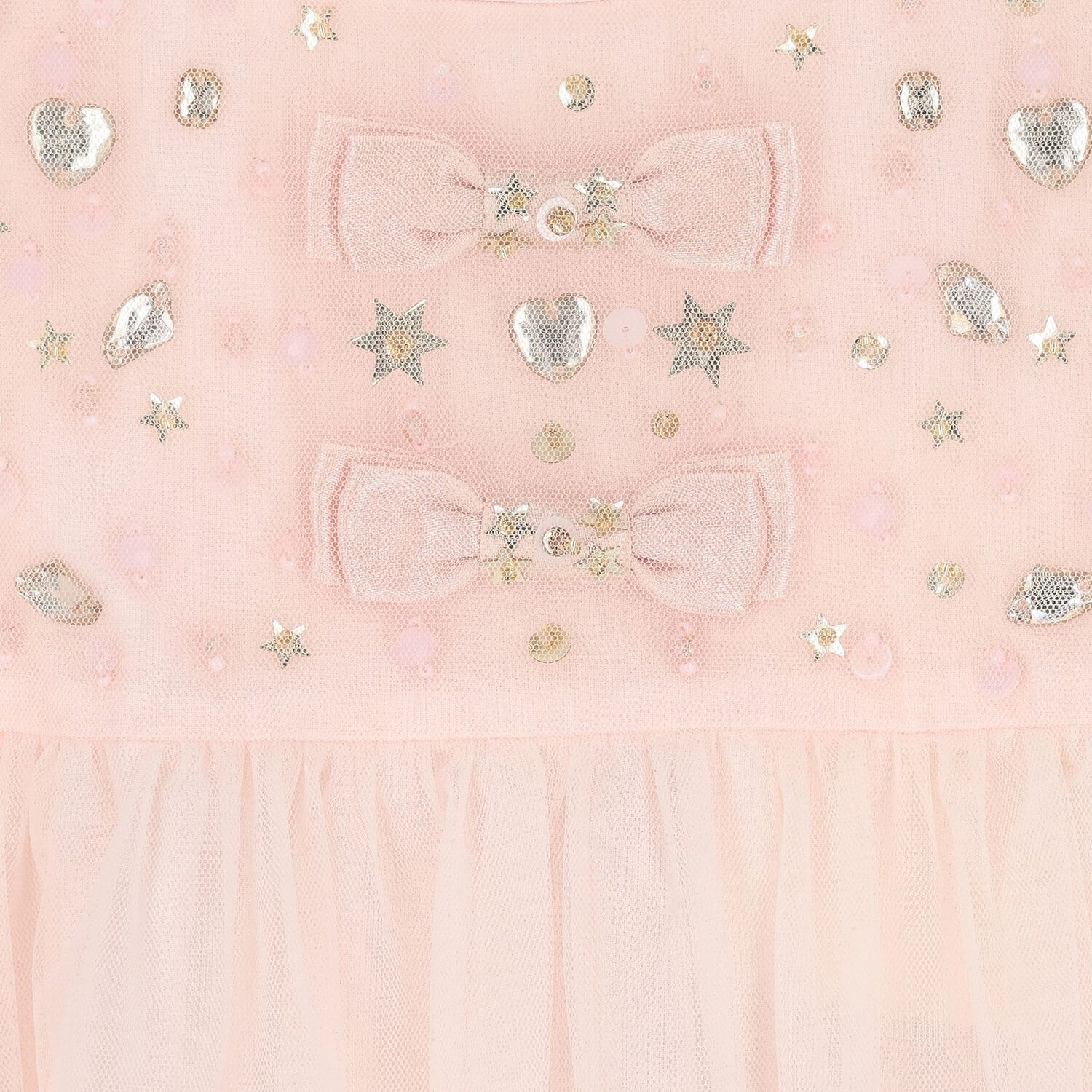 Baby Girls Pink Embellished Crystal Tulle Dress Set, 1, hi-res