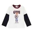 Baby Boys White & Red Teddy Bear Logo Joggers Set, 1, hi-res