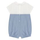 Baby Boys White & Blue Romper, 2, hi-res