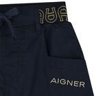 Boys Navy Blue Logo Shorts, 2, hi-res