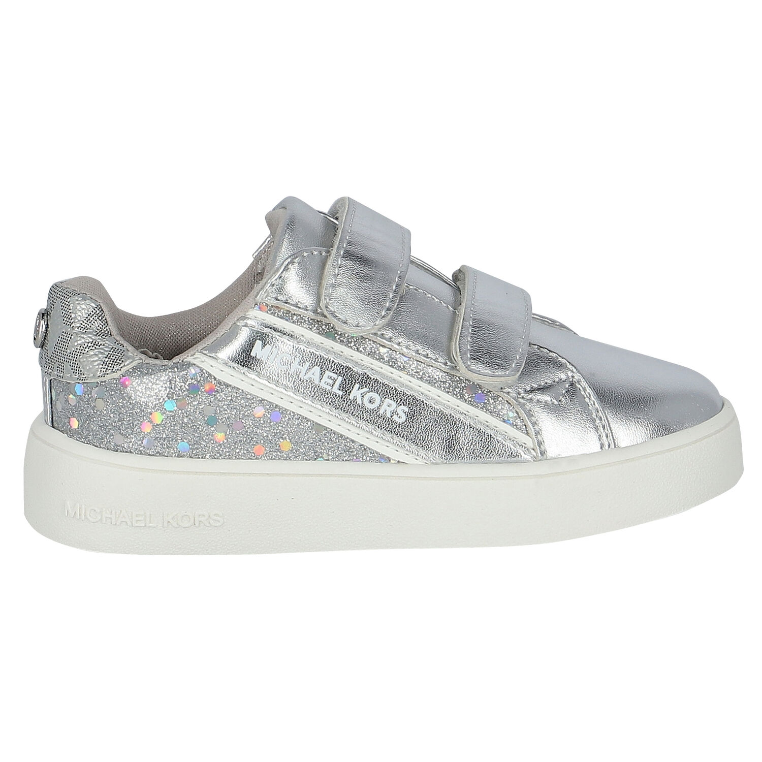 Girls Silver Logo Trainers, 1, hi-res