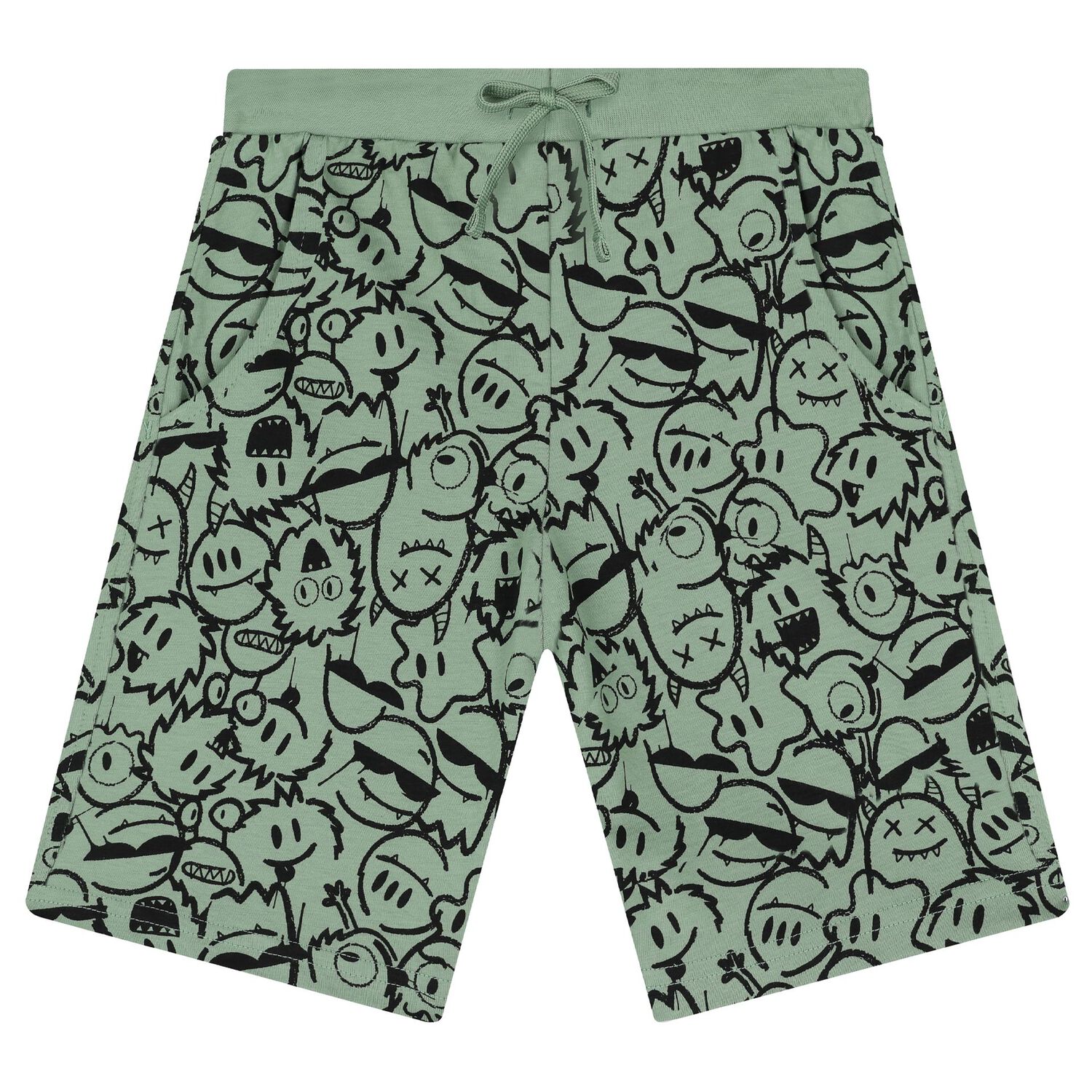 Boys Green Monsters Shorts Set, 1, hi-res