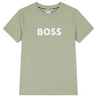 Boys Mini Me Green Logo T-Shirt, 4, hi-res