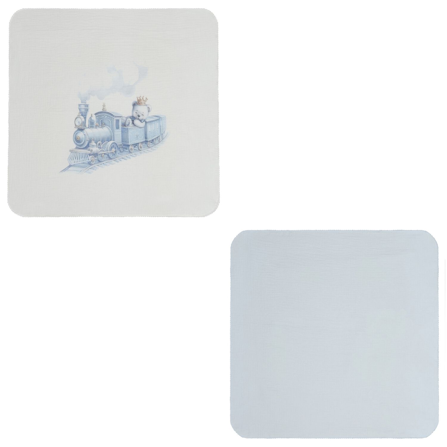 لفافة الموسلين للأولاد بطبعة تيدي بير باللون الأزرق ( من قطعتين ), 1, hi-res