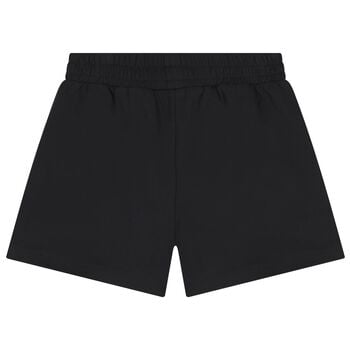 Girls Black Teddy Bear Logo Shorts