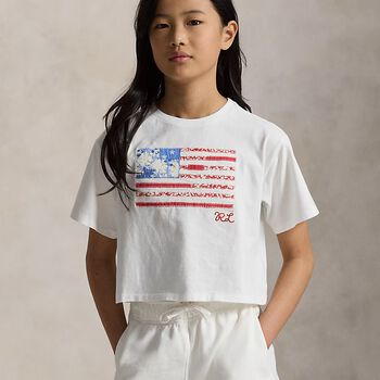 Girls White Flag T-Shirt