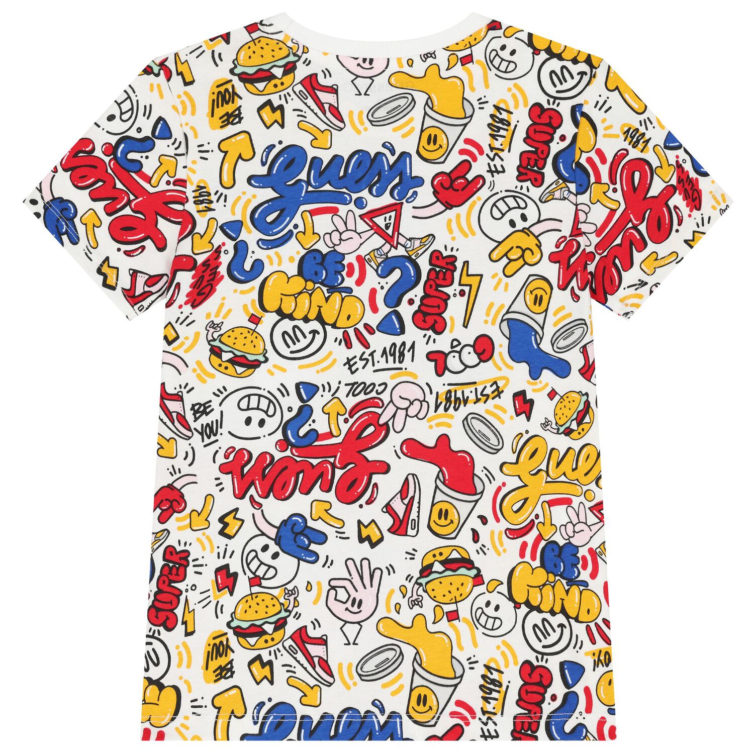 تيشيرت أولاد بالشعار باللون الأبيض , 2, hi-res