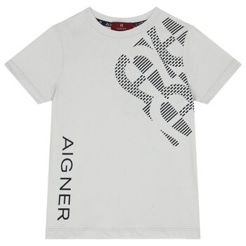 Aigner تيشيرت أولاد بالشعار باللون الرمادي, 2 تيشيرت أولاد بالشعار باللون الرمادي