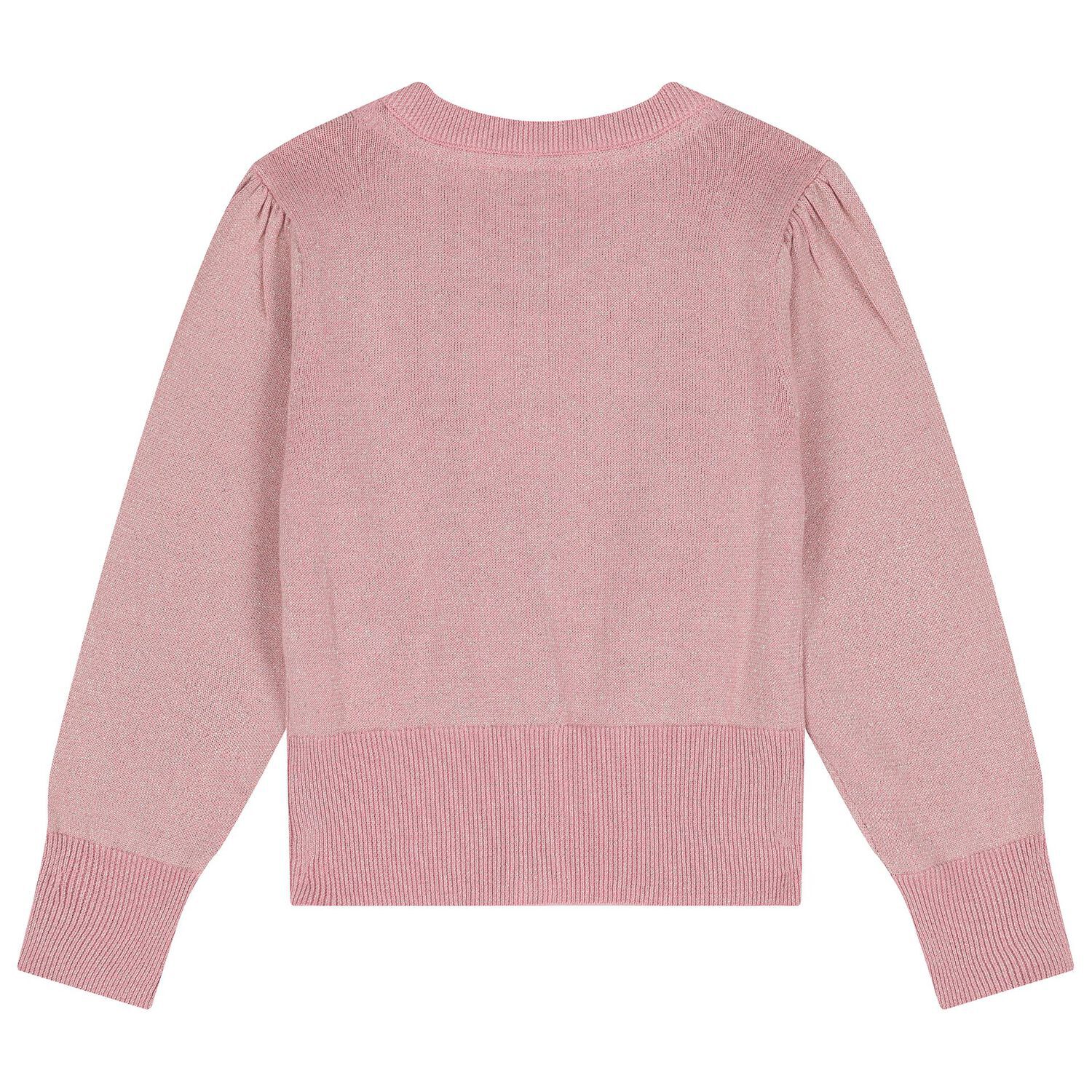 Girls Pink Bow Cardigan, 3, hi-res